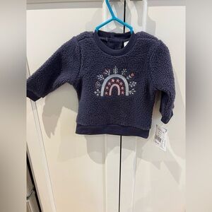New Petit Lem baby Kids Sweatshirt with Rainbow Embroidery 9-12m